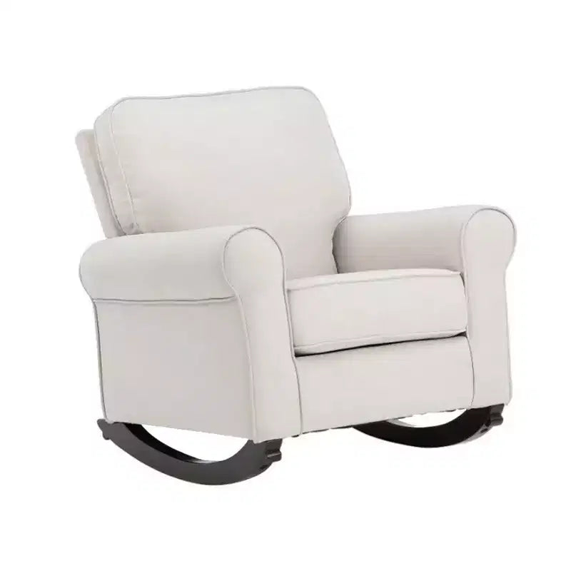 Sedia a dondolo Royal Hampton 37 pollici, Seduta con molle insacchettate, Struttura in legno, Rivestimento morbido beige