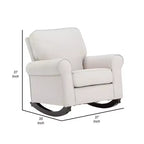 Sedia a dondolo Royal Hampton 37 pollici, Seduta con molle insacchettate, Struttura in legno, Rivestimento morbido beige