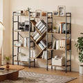 Libreria, Libreria a cinque ripiani tripla, Scaffale largo, Scaffale rustico in legno, per la camera da letto, il soggiorno, la casa e l'ufficio