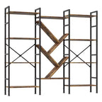 Libreria, Libreria a cinque ripiani tripla, Scaffale largo, Scaffale rustico in legno, per la camera da letto, il soggiorno, la casa e l'ufficio