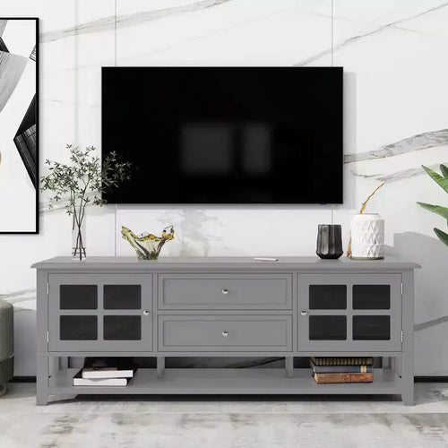 59 Inch Gray TV Stand for TVs up to 60 Inches with Multifunctional Storage Space Media Console for Living Room Bedroom