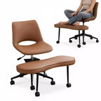 Sedia lounge a gambe incrociate ergonomica, supporto lombare alto, altezza regolabile, girevole a 360°, seduta incrociata, ruote, per meditazione, yoga, ADHD