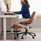 Sedia lounge a gambe incrociate ergonomica, supporto lombare alto, altezza regolabile, girevole a 360°, seduta incrociata, ruote, per meditazione, yoga, ADHD