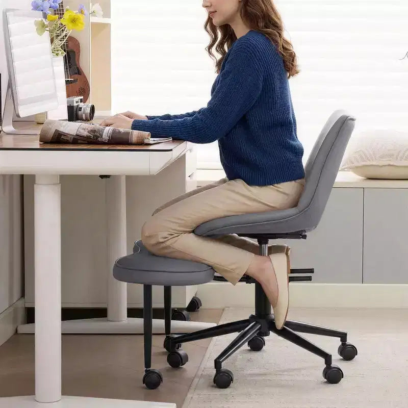 Sedia lounge a gambe incrociate ergonomica, supporto lombare alto, altezza regolabile, girevole a 360°, seduta incrociata, ruote, per meditazione, yoga, ADHD
