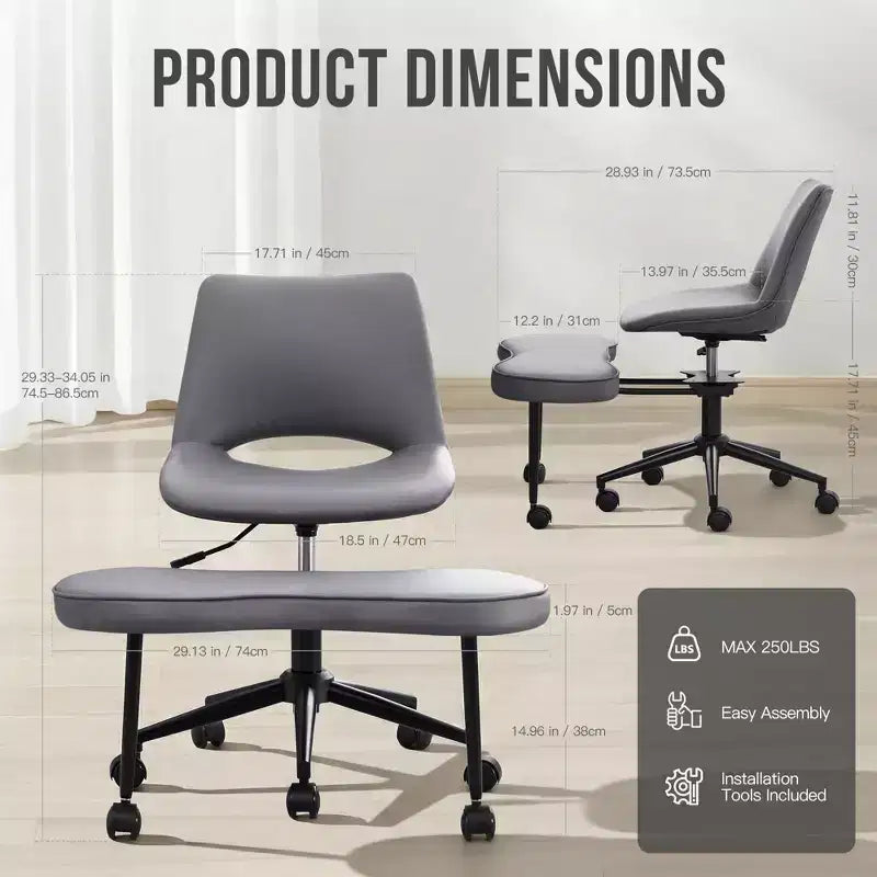 Sedia lounge a gambe incrociate ergonomica, supporto lombare alto, altezza regolabile, girevole a 360°, seduta incrociata, ruote, per meditazione, yoga, ADHD