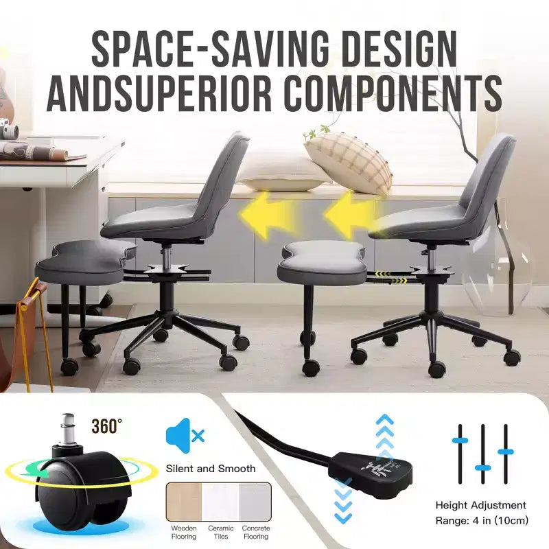 Sedia lounge a gambe incrociate ergonomica, supporto lombare alto, altezza regolabile, girevole a 360°, seduta incrociata, ruote, per meditazione, yoga, ADHD