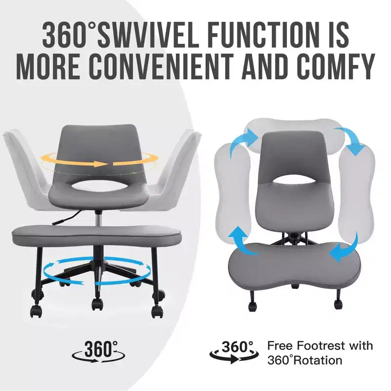 Sedia lounge a gambe incrociate ergonomica, supporto lombare alto, altezza regolabile, girevole a 360°, seduta incrociata, ruote, per meditazione, yoga, ADHD