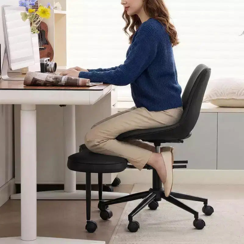 Sedia lounge a gambe incrociate ergonomica, supporto lombare alto, altezza regolabile, girevole a 360°, seduta incrociata, ruote, per meditazione, yoga, ADHD