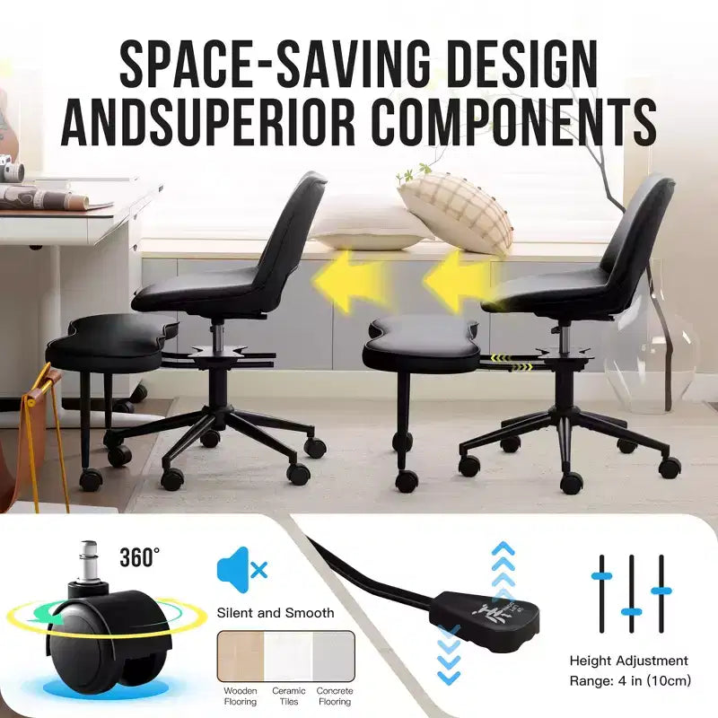 Sedia lounge a gambe incrociate ergonomica, supporto lombare alto, altezza regolabile, girevole a 360°, seduta incrociata, ruote, per meditazione, yoga, ADHD