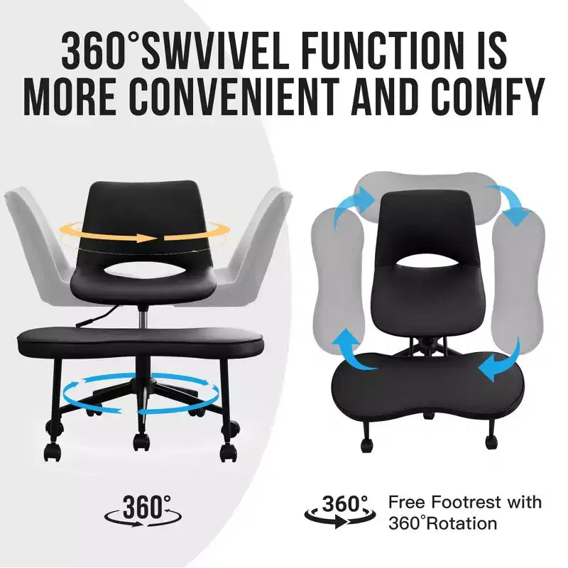 Sedia lounge a gambe incrociate ergonomica, supporto lombare alto, altezza regolabile, girevole a 360°, seduta incrociata, ruote, per meditazione, yoga, ADHD