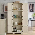Mobile dispensa alto da fattoria con 8 ante, dispensa da cucina in legno da 72 pollici con 4 ripiani, libreria a 4 livelli autoportante
