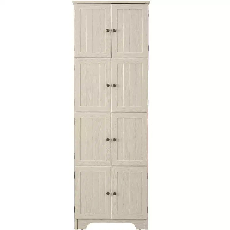 Mobile dispensa alto da fattoria con 8 ante, dispensa da cucina in legno da 72 pollici con 4 ripiani, libreria a 4 livelli autoportante