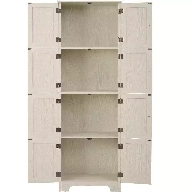 Mobile dispensa alto da fattoria con 8 ante, dispensa da cucina in legno da 72 pollici con 4 ripiani, libreria a 4 livelli autoportante