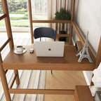 Modern Rubberwood Letto a soppalco a una piazza e mezza con scrivania integrata e testiera imbottita in boucle