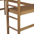 Modern Rubberwood Letto a soppalco a una piazza e mezza con scrivania integrata e testiera imbottita in boucle