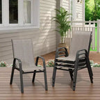 Set di 4 sedie da pranzo impilabili salvaspazio per patio | Sedie da esterno con schienale alto e tessuto Textilene traspirante | Telaio in metallo resistente, ideali per il prato