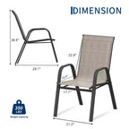 Set di 4 sedie da pranzo impilabili salvaspazio per patio | Sedie da esterno con schienale alto e tessuto Textilene traspirante | Telaio in metallo resistente, ideali per il prato