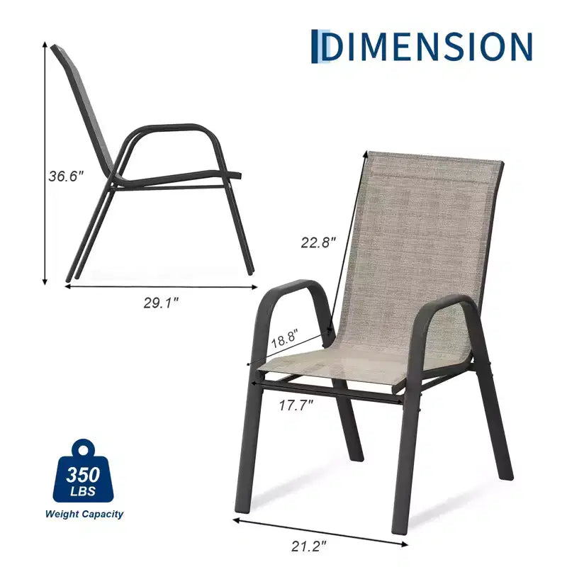 Set di 4 sedie da pranzo impilabili salvaspazio per patio | Sedie da esterno con schienale alto e tessuto Textilene traspirante | Telaio in metallo resistente, ideali per il prato