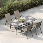 Set di 4 sedie da pranzo impilabili salvaspazio per patio | Sedie da esterno con schienale alto e tessuto Textilene traspirante | Telaio in metallo resistente, ideali per il prato