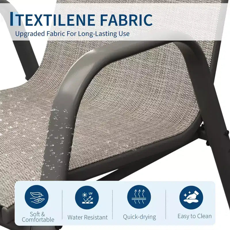 Set di 4 sedie da pranzo impilabili salvaspazio per patio | Sedie da esterno con schienale alto e tessuto Textilene traspirante | Telaio in metallo resistente, ideali per il prato