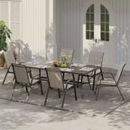 Set di 4 sedie da pranzo impilabili salvaspazio per patio | Sedie da esterno con schienale alto e tessuto Textilene traspirante | Telaio in metallo resistente, ideali per il prato