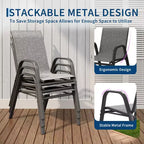 Set di 4 sedie da pranzo impilabili salvaspazio per patio | Sedie da esterno con schienale alto e tessuto Textilene traspirante | Telaio in metallo resistente, ideali per il prato
