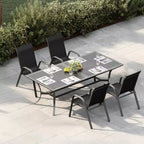 Set di 4 sedie da pranzo impilabili salvaspazio per patio | Sedie da esterno con schienale alto e tessuto Textilene traspirante | Telaio in metallo resistente, ideali per il prato