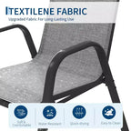 Set di 4 sedie da pranzo impilabili salvaspazio per patio | Sedie da esterno con schienale alto e tessuto Textilene traspirante | Telaio in metallo resistente, ideali per il prato