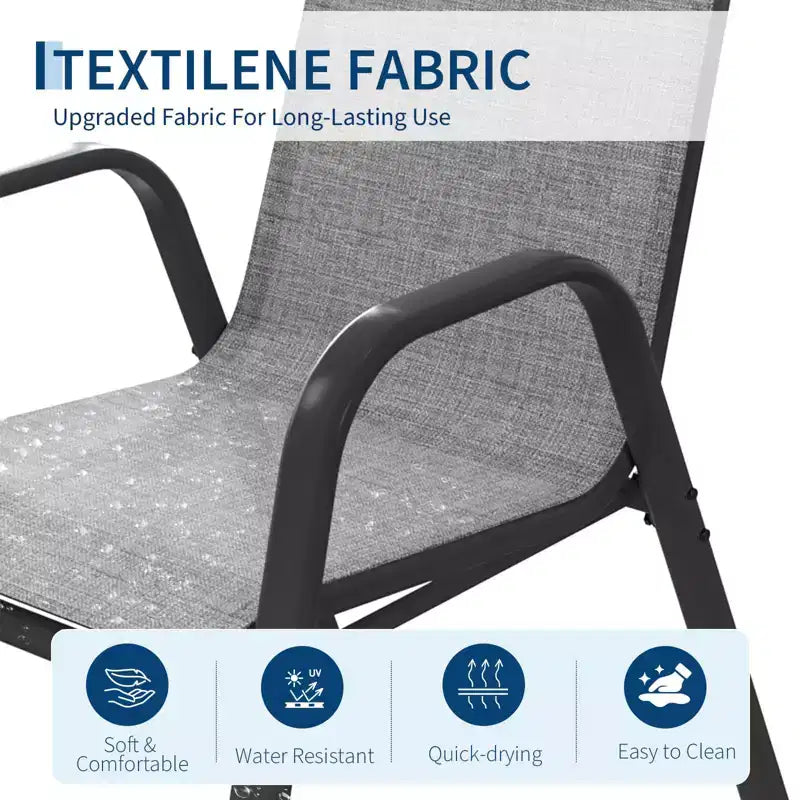 Set di 4 sedie da pranzo impilabili salvaspazio per patio | Sedie da esterno con schienale alto e tessuto Textilene traspirante | Telaio in metallo resistente, ideali per il prato