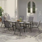 Set di 4 sedie da pranzo impilabili salvaspazio per patio | Sedie da esterno con schienale alto e tessuto Textilene traspirante | Telaio in metallo resistente, ideali per il prato