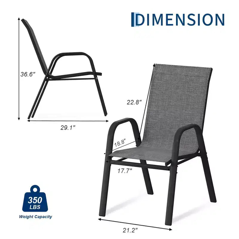 Set di 4 sedie da pranzo impilabili salvaspazio per patio | Sedie da esterno con schienale alto e tessuto Textilene traspirante | Telaio in metallo resistente, ideali per il prato