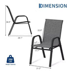 Set di 4 sedie da pranzo impilabili salvaspazio per patio | Sedie da esterno con schienale alto e tessuto Textilene traspirante | Telaio in metallo resistente, ideali per il prato