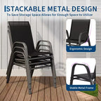 Set di 4 sedie da pranzo impilabili salvaspazio per patio | Sedie da esterno con schienale alto e tessuto Textilene traspirante | Telaio in metallo resistente, ideali per il prato