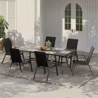 Set di 4 sedie da pranzo impilabili salvaspazio per patio | Sedie da esterno con schienale alto e tessuto Textilene traspirante | Telaio in metallo resistente, ideali per il prato