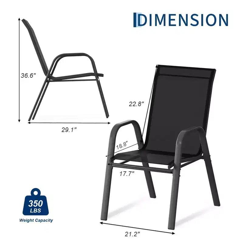 Set di 4 sedie da pranzo impilabili salvaspazio per patio | Sedie da esterno con schienale alto e tessuto Textilene traspirante | Telaio in metallo resistente, ideali per il prato