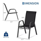 Set di 4 sedie da pranzo impilabili salvaspazio per patio | Sedie da esterno con schienale alto e tessuto Textilene traspirante | Telaio in metallo resistente, ideali per il prato