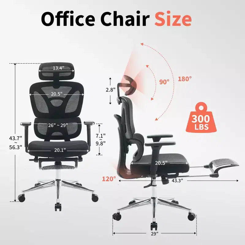 Sedia da ufficio ergonomica in rete, supporto lombare regolabile, rete traspirante, sedia girevole da scrivania per computer, per l'ufficio di casa