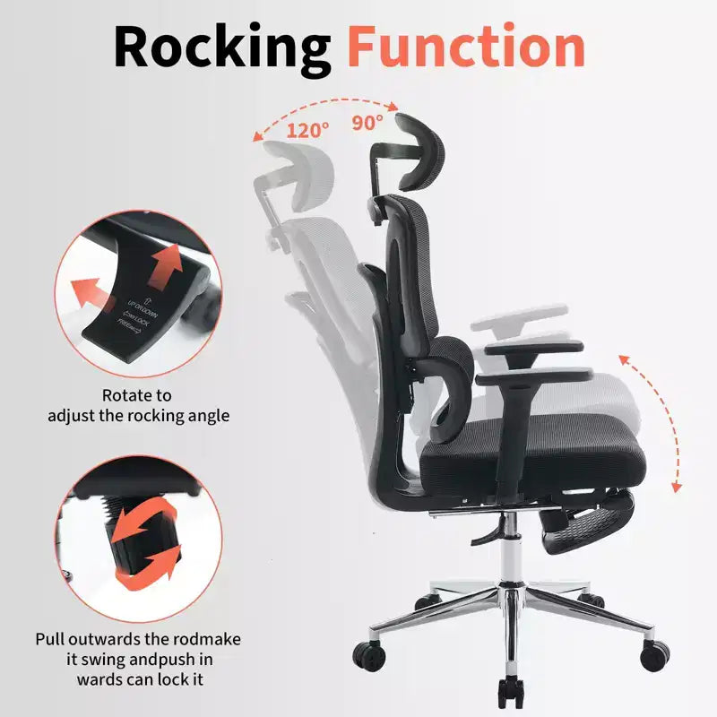 Sedia da ufficio ergonomica in rete, supporto lombare regolabile, rete traspirante, sedia girevole da scrivania per computer, per l'ufficio di casa