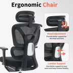 Sedia da ufficio ergonomica in rete, supporto lombare regolabile, rete traspirante, sedia girevole da scrivania per computer, per l'ufficio di casa