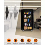 Armadio portautensili mobile in acciaio resistente da 72" con serratura e pannello forato, 4 ripiani regolabili, organizer portatile per garage, officina e casa