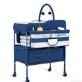 Portable Adjustable Baby Changing Table with Wheels, 2 Drawers & Waterproof Top, Collapsible Diaper Station, Mobile Nursery Organizer for Newborns