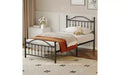 Metal Platform Bed, Victorian Wrought Iron Headboard, Under Bed Storage, Noise Free, No Box Spring, Black