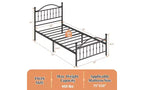 Letto a Piattaforma in Metallo, Testiera in Ferro Battuto Vittoriano, Contenitore Sottoletto, Silenzioso, Nessun Box Spring, Nero