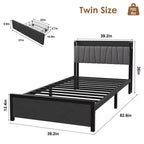 Struttura letto con piattaforma e 2 cassetti portaoggetti, testiera imbottita, stazione di ricarica integrata, robuste doghe in metallo, non è necessario un box spring