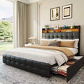 Full Size Upholstered Bed Frame with Headboard  2 Storage Drawers