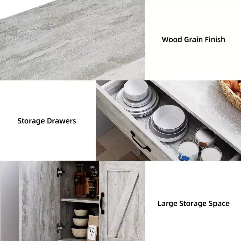 Credenza, Mobile Contenitore da Cucina con Cassetti, Anta, Ripiani Regolabili, Armadio Moderno ad Alta Capacità per Soggiorno, Cucina, Casa