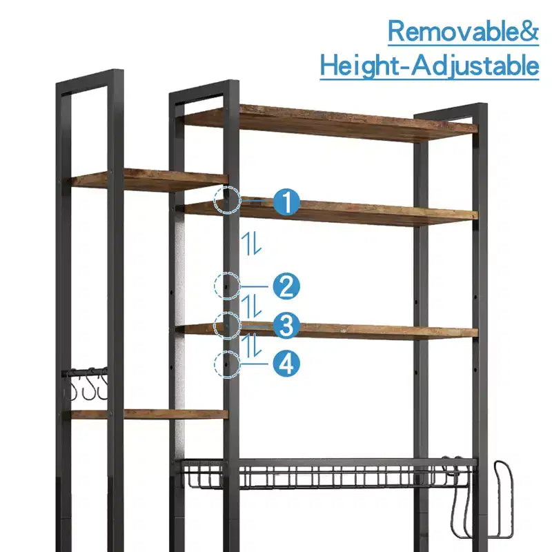 Mobiletto salvaspazio da bagno a 8 ripiani sopra il WC con cestello laterale, scaffale sopra il WC con ripiani regolabili e cestello di scarico