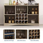 Mobile Bar per Vino da 47" con 9 Portabicchieri, Mobile Bar per Liquori/Caffè Scanalato con Contenitore per Sala da Pranzo, Credenza a Buffet per Soggiorno