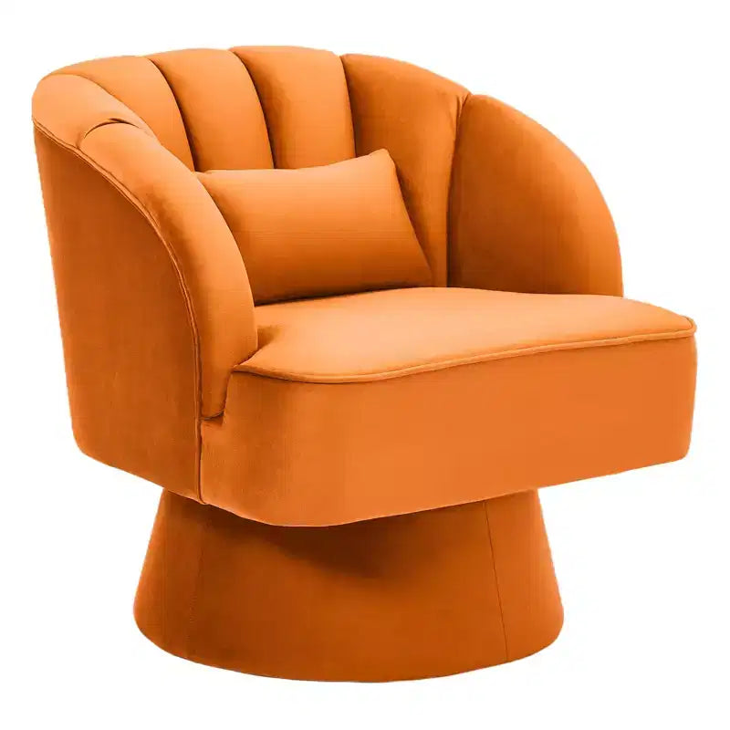 Poltrona girevole a 360° moderna, poltroncina in velluto con schienale a righe, cuscino imbottito per soggiorno