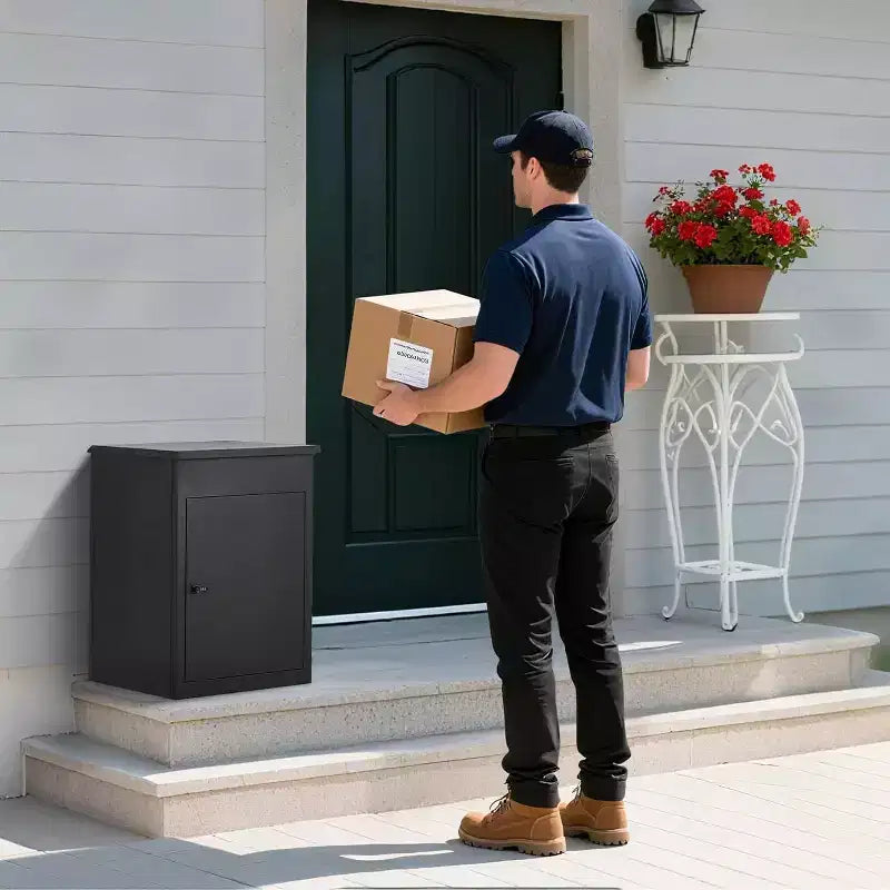 Extra Large Lockable Outdoor Parcel Drop Box  Galvanized Steel, Waterproof & Anti-Theft Storage for Porch, Yard, Garden, Patio, or Curbside